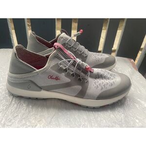 OluKai Women’s MIKI Trainer Slip On Sneaker Slipper Pale Grey/Poi Pink Sz 9